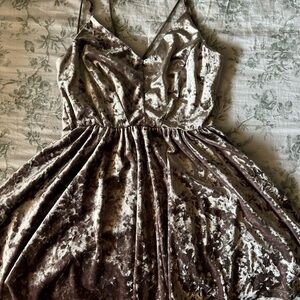 Silence + Noise Taupe Velvet Dress